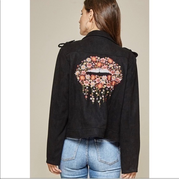 REBEL FAUX SUEDE MOTO JACKET - Picture 1 of 7